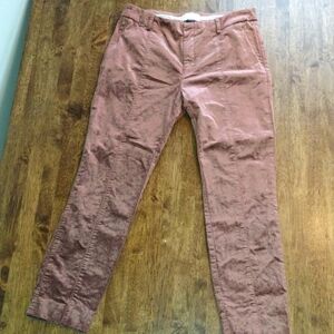 Anthropology The Essential Slim Rose/Brown Velvety Cropped Pants 6